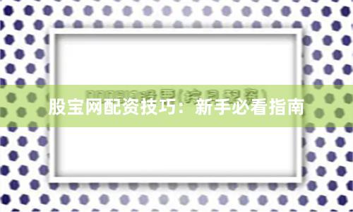 股宝网配资技巧：新手必看指南