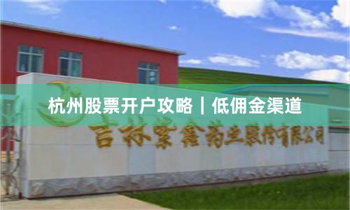 杭州股票开户攻略｜低佣金渠道